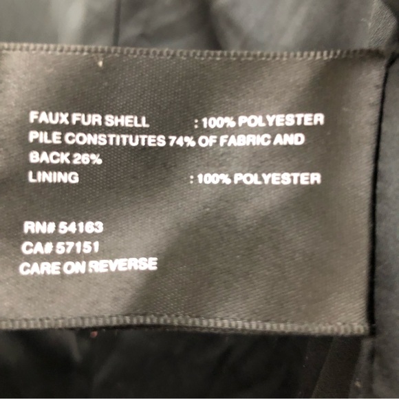 Kenneth Cole NY W Size S Black Long Sleeve Faux Fur Coat with Stand-up Collar - Picture 6 of 8